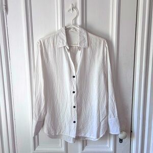 Women’s Miss Love White Linen Button Front Long Sleeve Blouse Size Small